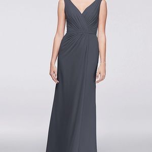 David’s bridal long bridesmaids dress in pewter